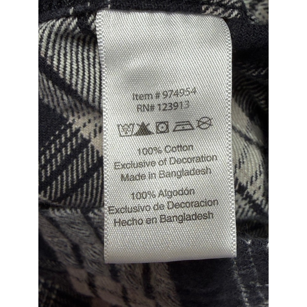 Jachs Mens XL Flannel Shirt Black White Plaid Long Sleeve Button Down Pockets - Picture 7 of 13